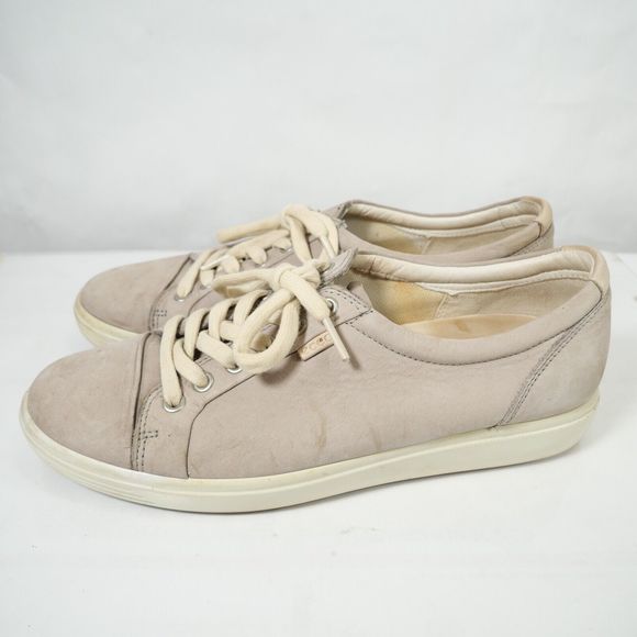 Ecco Soft 7 Suede Leather Lace-Up Sneakers Warm Gray Nubuck Size EU 41 US 10 - Picture 3 of 9